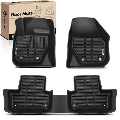 3 Pcs Front & Rear Black Floor Mats Liners