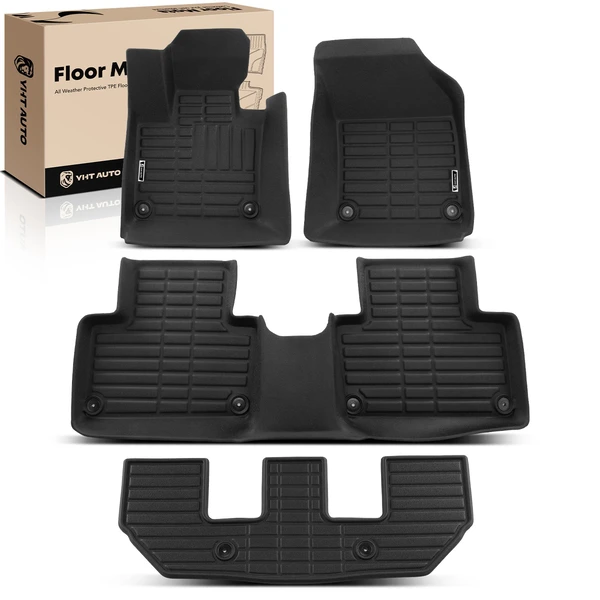 4 Pcs Front & Rear Black Floor Mats Liners for 2016-2025 Volvo XC90