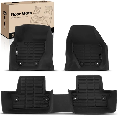 3 Pcs Front & Rear Black Floor Mats Liners