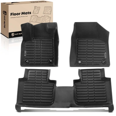 3 Pcs Front & Rear Black Floor Mats Liners