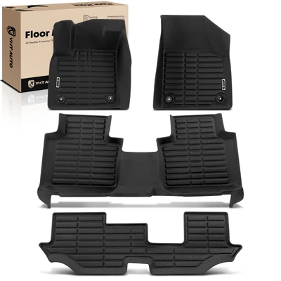 4 Pcs Front & Rear Black Floor Mats Liners