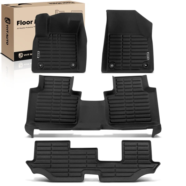 4 Pcs Front & Rear Black Floor Mats Liners for Volkswagen Atlas 2018-2024