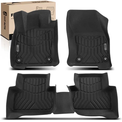 3 Pcs Front & Rear Black Floor Mats Liners