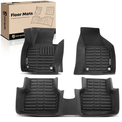 3 Pcs Front & Rear Black Floor Mats Liners