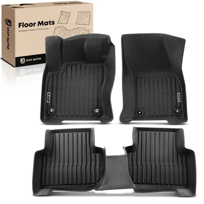 3 Pcs Front & Rear Black Floor Mats Liners
