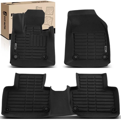 3 Pcs Front & Rear Black Floor Mats Liners