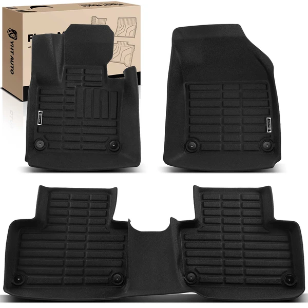 3 Pcs Front & Rear Black Floor Mats Liners for 2016-2024 Volvo XC90