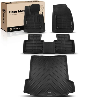 4 Pcs Front & Rear Black Floor Mats Liners
