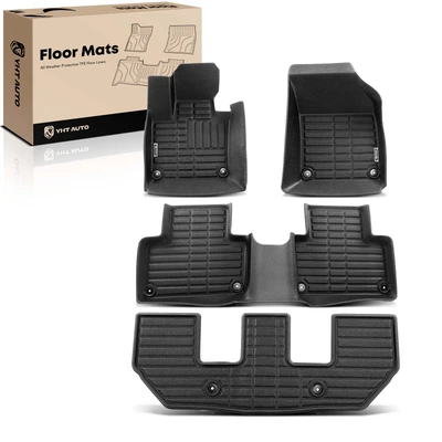 4 Pcs Front & Rear Black Floor Mats Liners