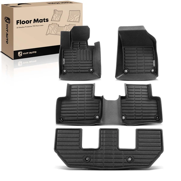 4 Pcs Front & Rear Black Floor Mats Liners for 2016-2024 Volvo XC90