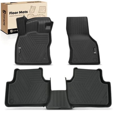 3 Pcs Front & Rear Black Floor Mats Liners