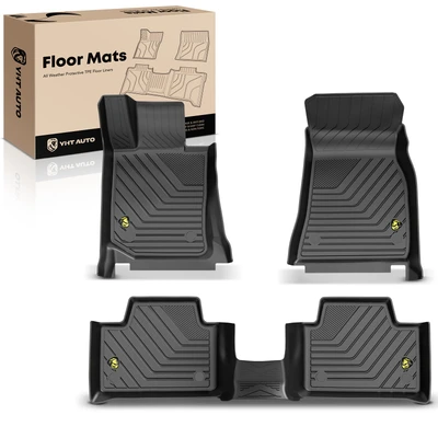 3 Pcs Front & Rear Black TPE textured Floor Mats Liners