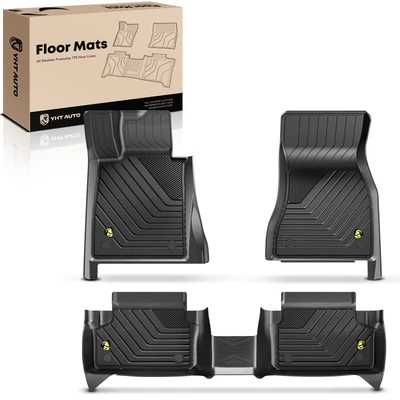 3 Pcs Front & Rear Black TPE textured Floor Mats Liners