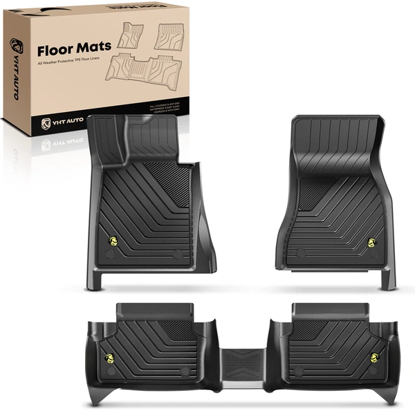 3 Pcs Front & Rear Black TPE textured Floor Mats Liners for 2017-2022 BMW 530i xDrive