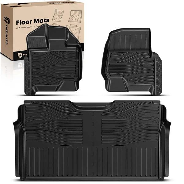 3 Pcs Front & Rear Black TPE textured Floor Mats Liners for 2015-2023 Ford F-150