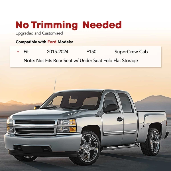 3 Pcs Front & Rear Black TPE textured Floor Mats Liners for 2015-2023 Ford F-150