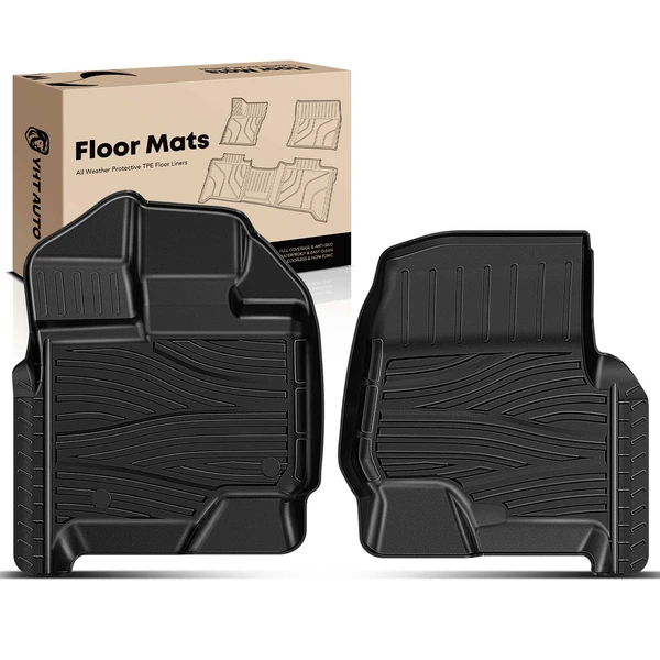 2 Pcs Front Black TPE textured Floor Mats Liners for 2015-2023 Ford F-150