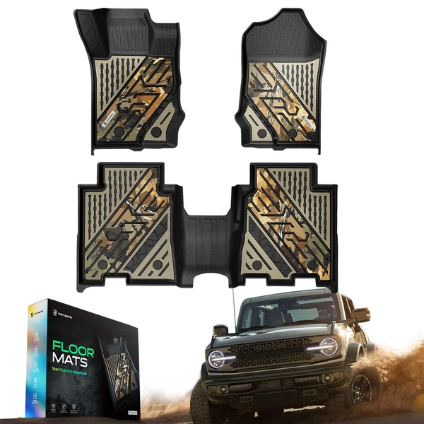 3 Pcs Front & Rear Camouflage Floor Mats Liners for Ford Bronco 2021-2024 Sport Utility