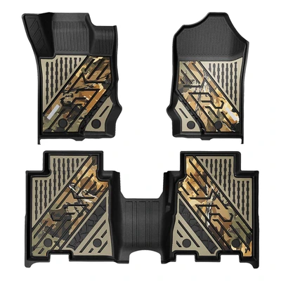 3 Pcs Front & Rear Camouflage Floor Mats Liners