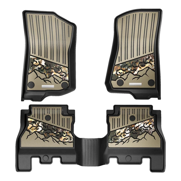 3 Pcs Front & Rear Camouflage Floor Mats Liners for Jeep Wrangler 2018-2024