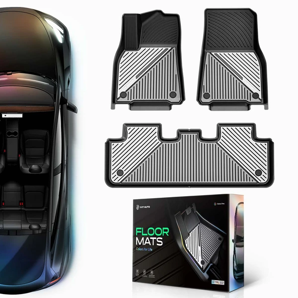 3 Pcs Front & Rear Nimbus Cloud & Cool Gray Floor Mat Liner for 2020-2025 Tesla Y