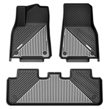 3 Pcs Front & Rear Black & Gray Floor Mats Liners for 2020-2025 Tesla Y
