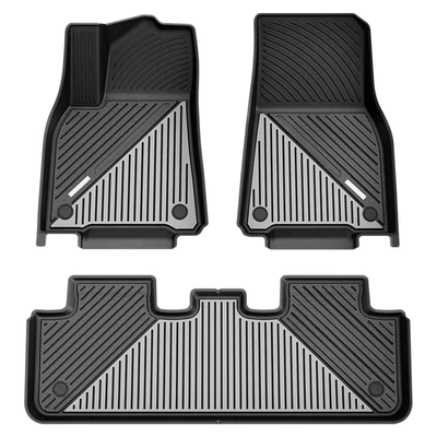 3 Pcs Front & Rear Black & Gray Floor Mats Liners