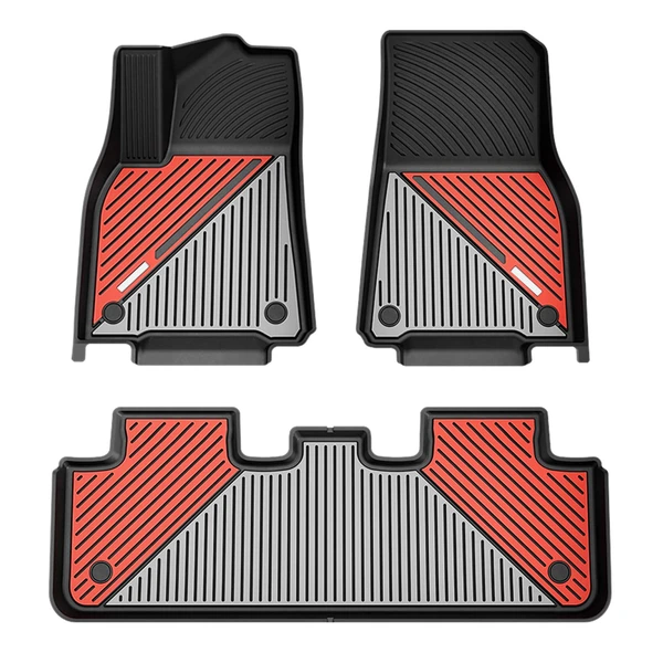 3 Pcs Front & Rear Cool Gray Floor Mats Liners for 2020-2025 Tesla Y