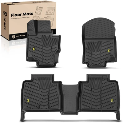 3 Pcs Front & Rear Black TPE textured Floor Mats Liners