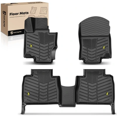 3 Pcs Front & Rear Black TPE textured Floor Mats Liners
