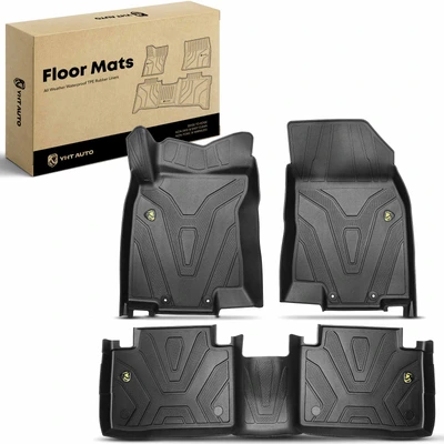 3 Pcs Front & Rear Black TPE textured Floor Mats Liners