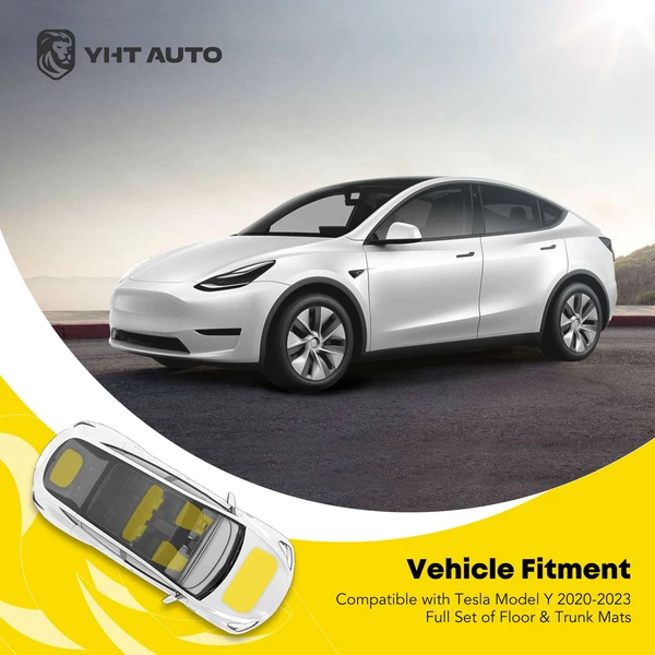 6 Pcs Front & Rear Black TPE textured Floor Mats + Storage Mats for Tesla Model Y 2020-2023