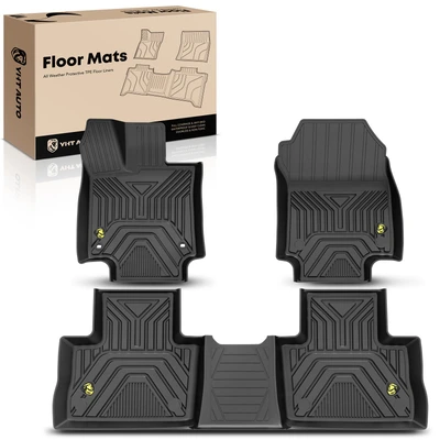 3 Pcs Front & Rear Black TPE textured Floor Mats Liners