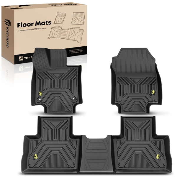 3 Pcs Front & Rear Black TPE textured Floor Mats Liners for Toyota RAV4 2019-2024 Sport Utility