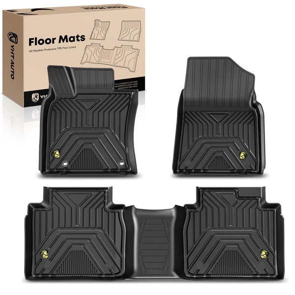 3 Pcs Front & Rear Black TPE textured Floor Mats Liners for 2019-2022 Toyota Avalon