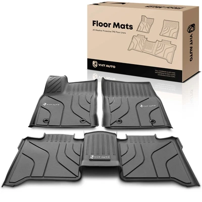 3 Pcs Front & Rear Black TPE textured Floor Mats Liners for 2022-2023 Toyota Tundra