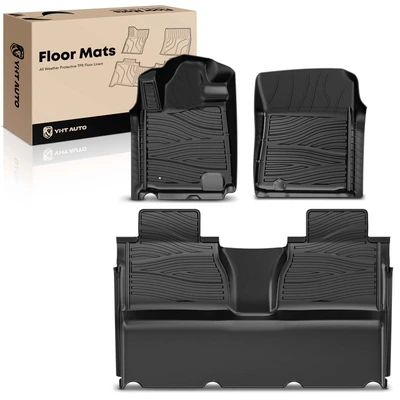 3 Pcs Front & Rear Black TPE textured Floor Mats Liners