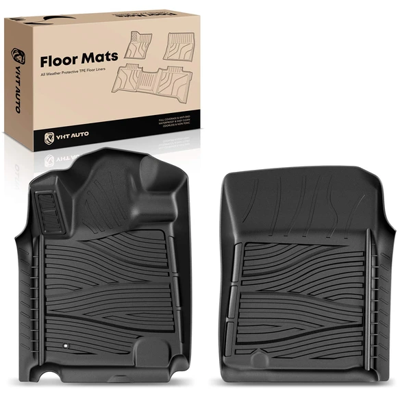 2 Pcs Front Black TPE textured Floor Mats Liners for 2012-2021 Toyota Tundra