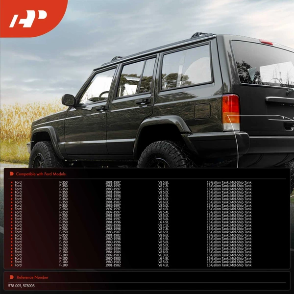 Fuel Tank Straps for Ford F-100 F-150 F-250 F-350 with 16 Gallon Mid-Ship Tank