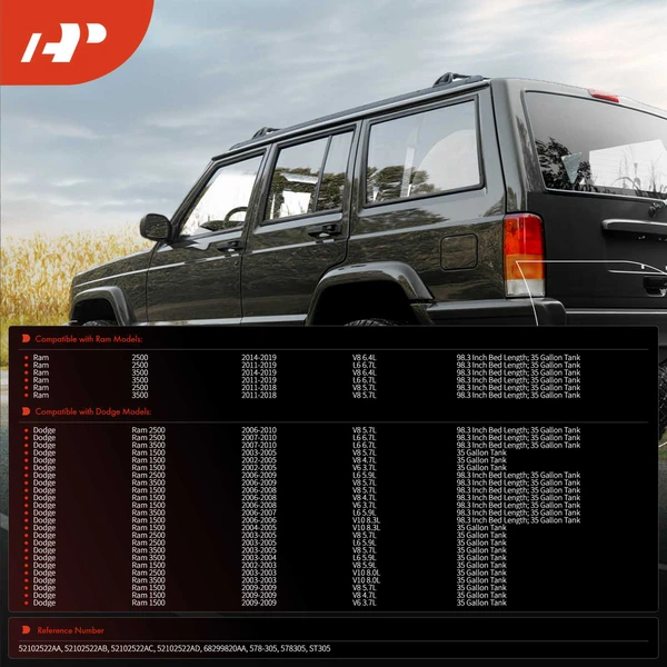 2 Pcs Fuel Tank Straps for Dodge Ram 1500 2500 with 35 Gallon Tank