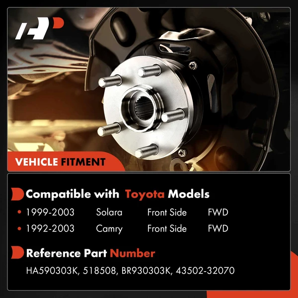 Front Driver or Passenger Wheel Bearing Hub Assembly for Toyota Camry Solara FWD