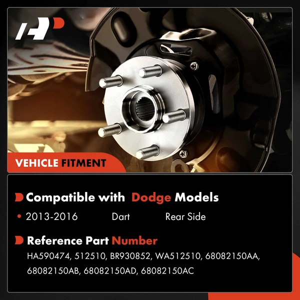 2 Pcs Rear Wheel Hub Bearing Assembly for Dodge Dart 2013-2016