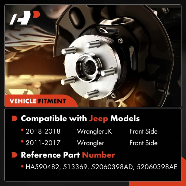 Front Driver or Passenger Wheel Hub Bearing Assembly for Jeep Wrangler Wrangler