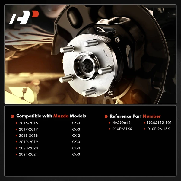 2 Pcs Rear Wheel Hub & Bearing Assembly for Mazda CX-3 2016-2021 FWD