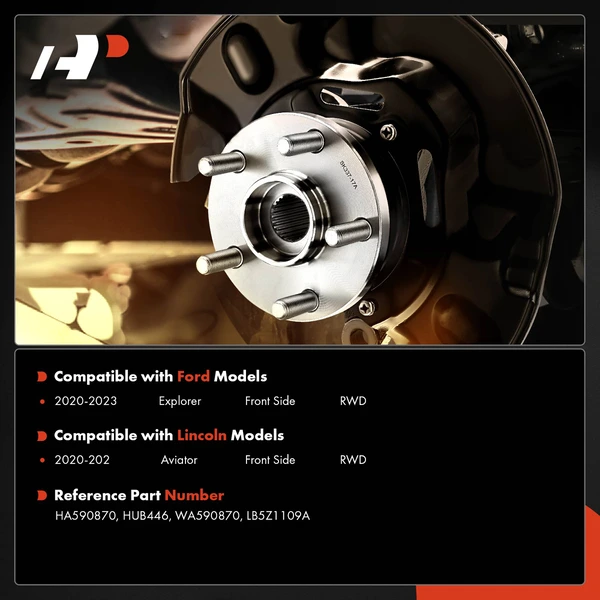 2 Pcs Front Wheel Hub & Bearing Assembly for Ford Explorer 2020-2023 Lincoln RWD