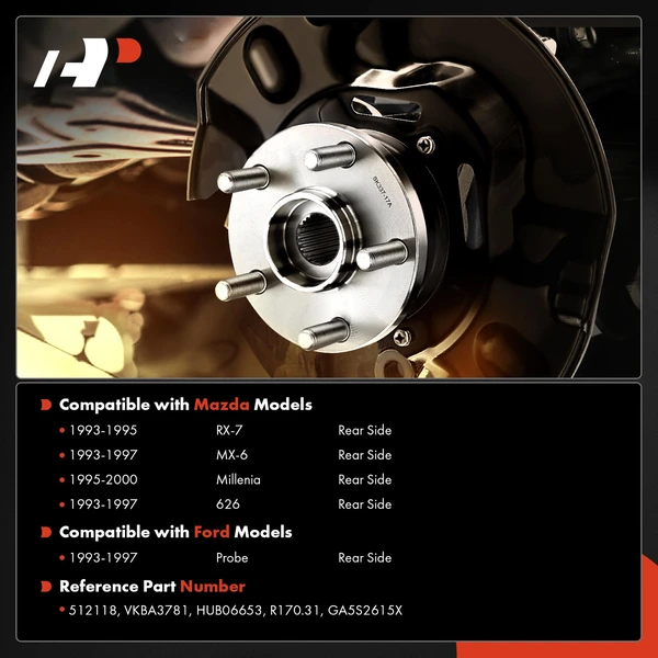 Rear Driver or Passenger Wheel Hub Bearing Assembly for Mazda 626 1993-1997 Ford