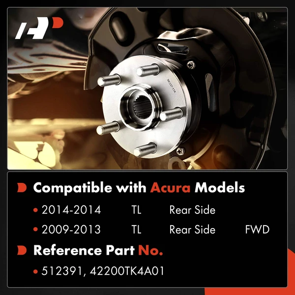 Rear Driver or Passenger Wheel Hub Bearing Assembly for Acura TL 2009-2014 FWD