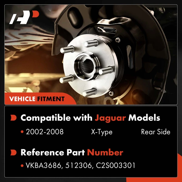 Rear Driver or Passenger Wheel Bearing & Hub Assembly for Jaguar X-Type 2002-2008 5-Lug