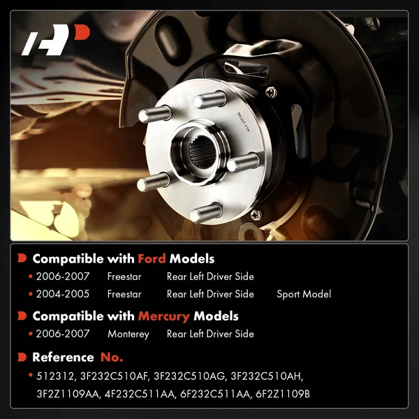 Rear Driver Wheel Hub Bearing Assembly for Ford Freestar 2004-2007 Mercury