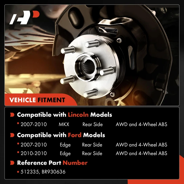 2 Pcs Rear Wheel Bearing & Hub Assembly for Lincoln MKX Ford Edge 2007-2010